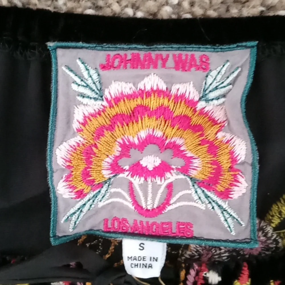 Johnny Was Esther Velvet Flare Sleeve  Peasant Blouse - Picture 2 of 11